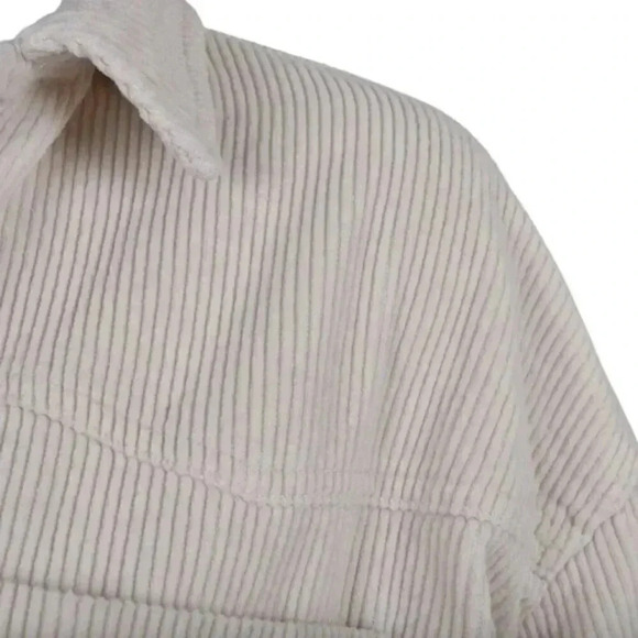 Zara Corduroy Oversized Loose Shirt Shacket Ivory Cream Long Sleeve Size  Small - Picture 7 of 13